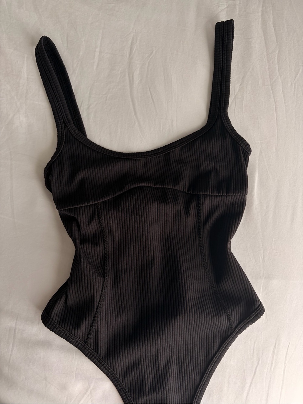 For Love and Lemons Black Ribbed Tank Bodysuit - Women Tops